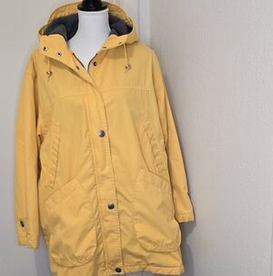 Vintage Eddie Bauer Fleece-Lined Anorak Rain Jacket In Mustard Yellow Size Med
